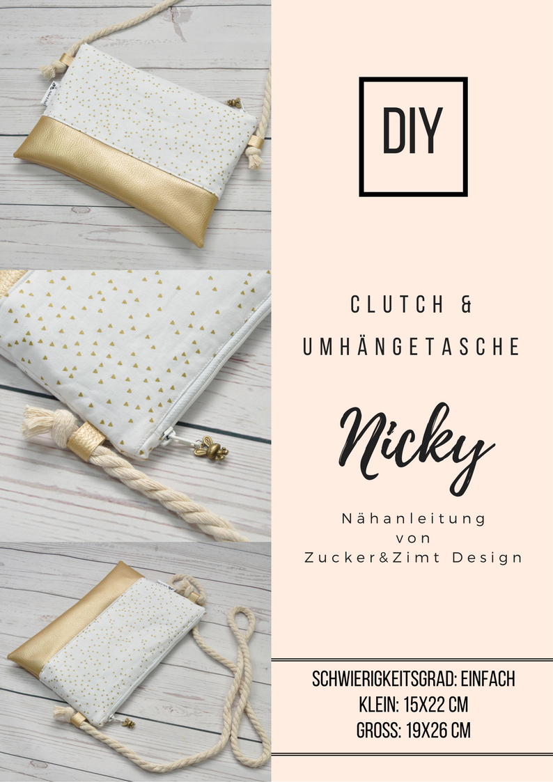 Schnittmuster Umhängetasche und Clutch Nicky - Zuucker und Zimt Design
