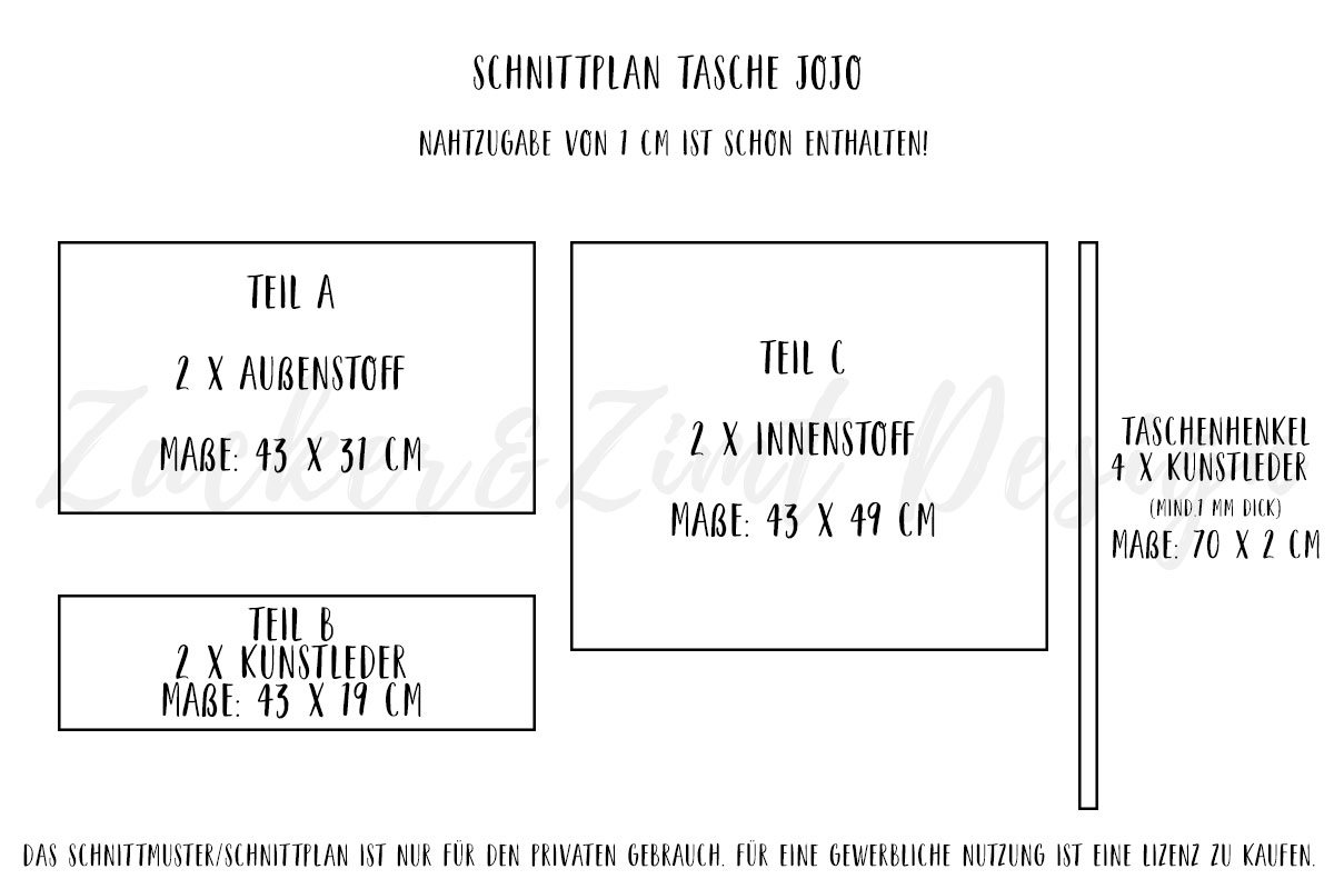 Kostenlose Nähanleitung Tasche JoJo || www.zuckerundzimtdesign.com